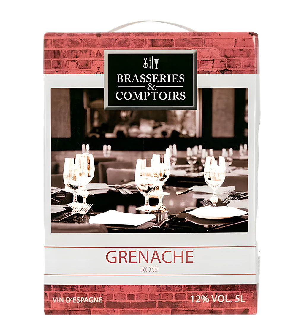 BIB Brasseries Grenache Rosé 5L box wine with pink and white label on white background