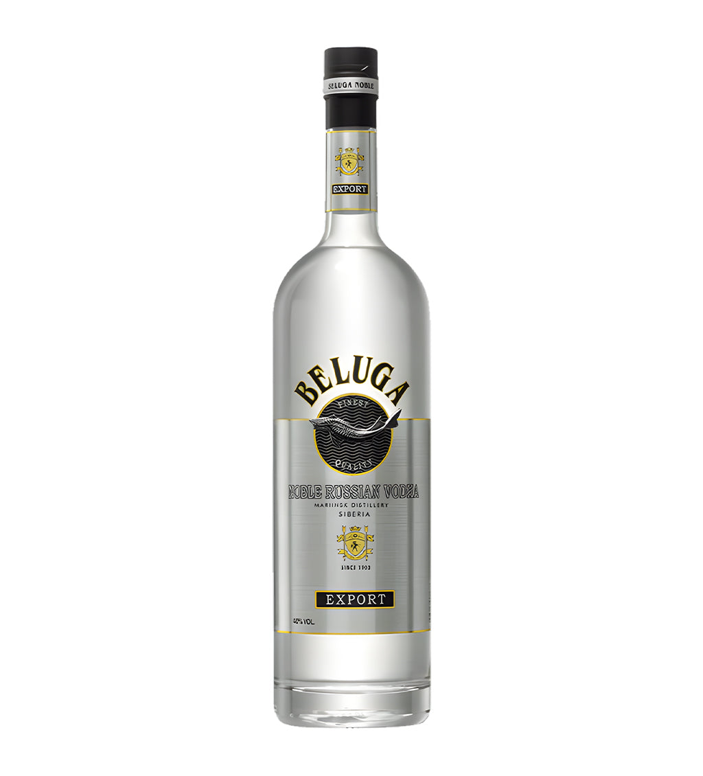 Beluga vodka bottle on a white background