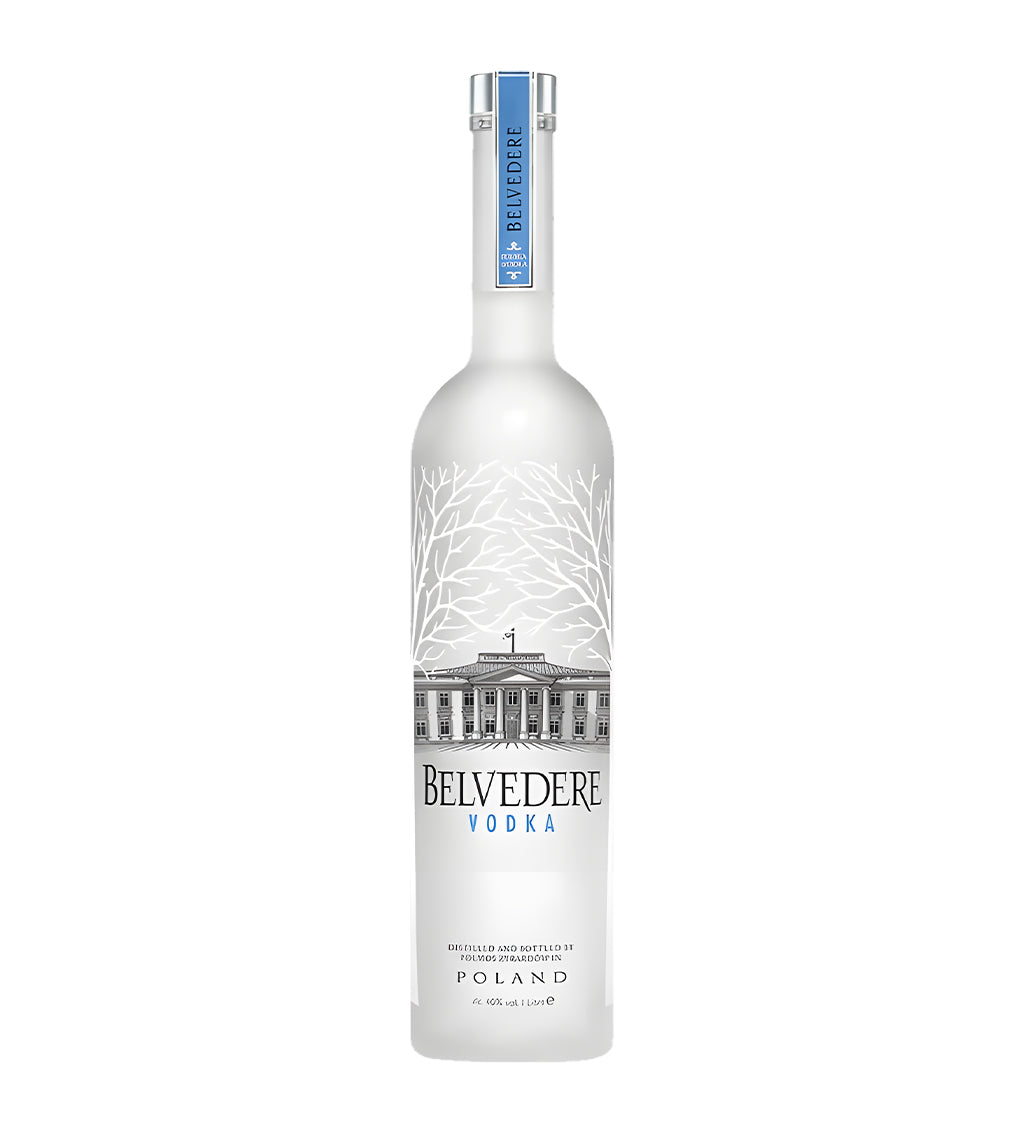 Belvedere vodka bottle on a white background