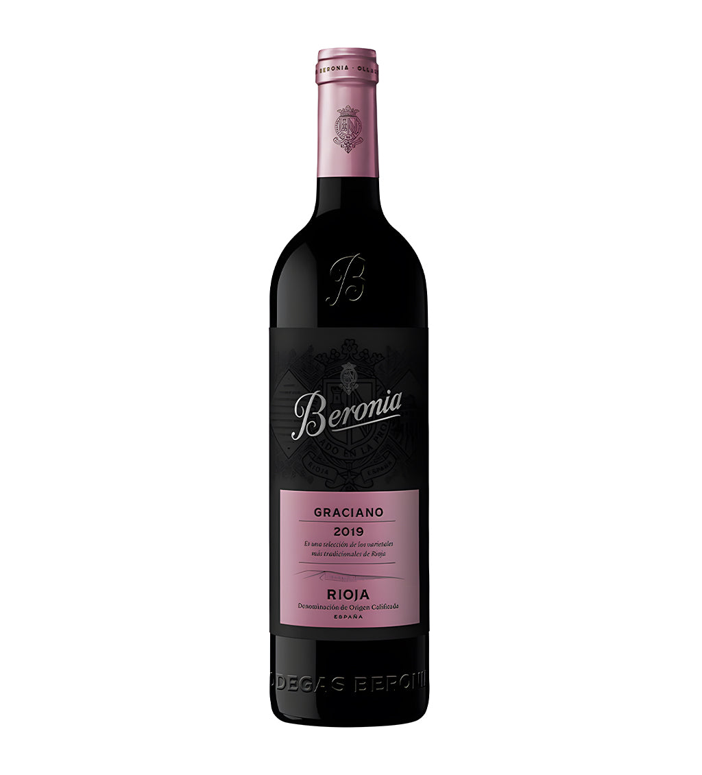 Beronia Graciano Rioja Spanish red wine 75cl bottle on white background