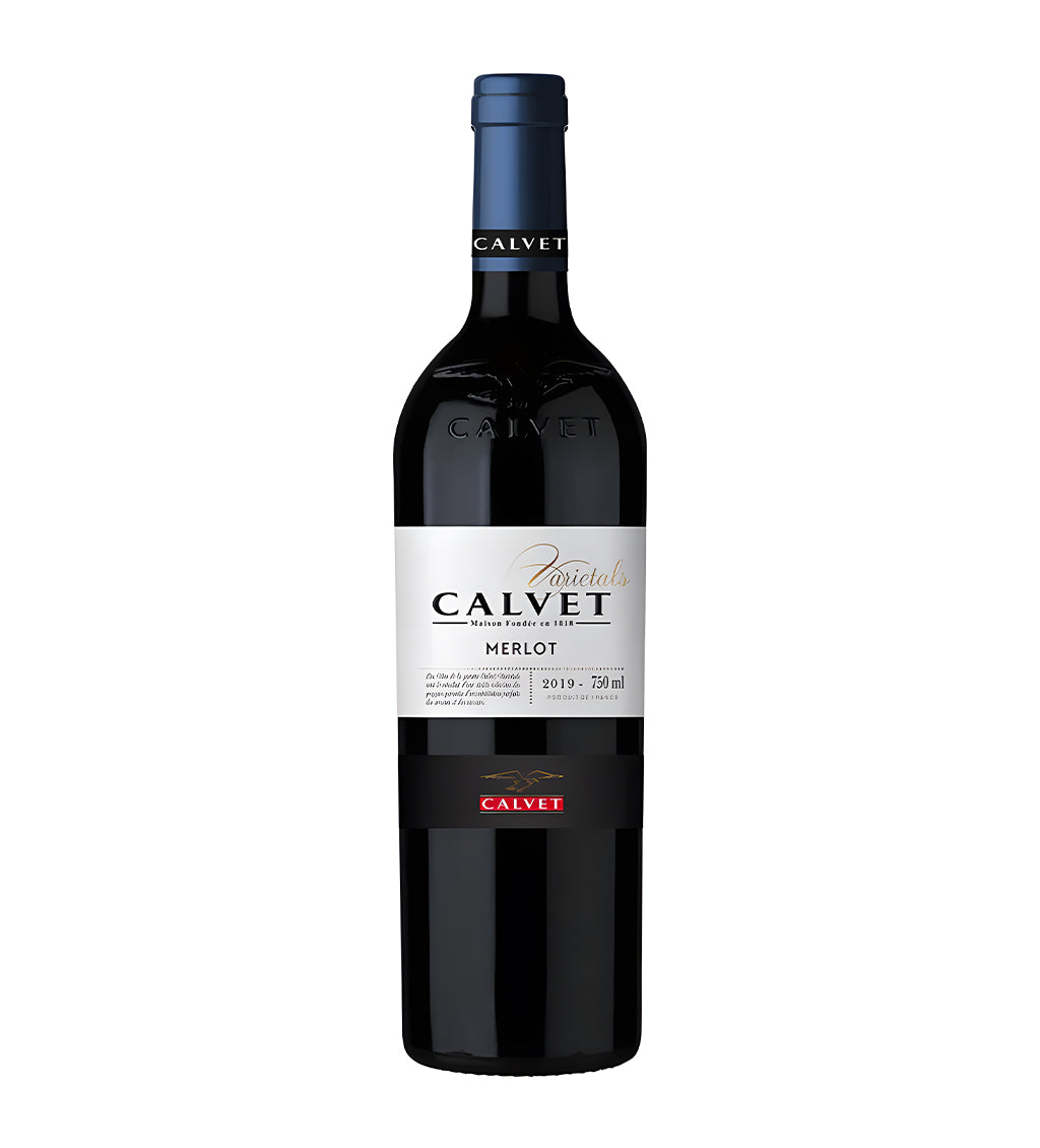 Bottle of Calvet Merlot red wine from France