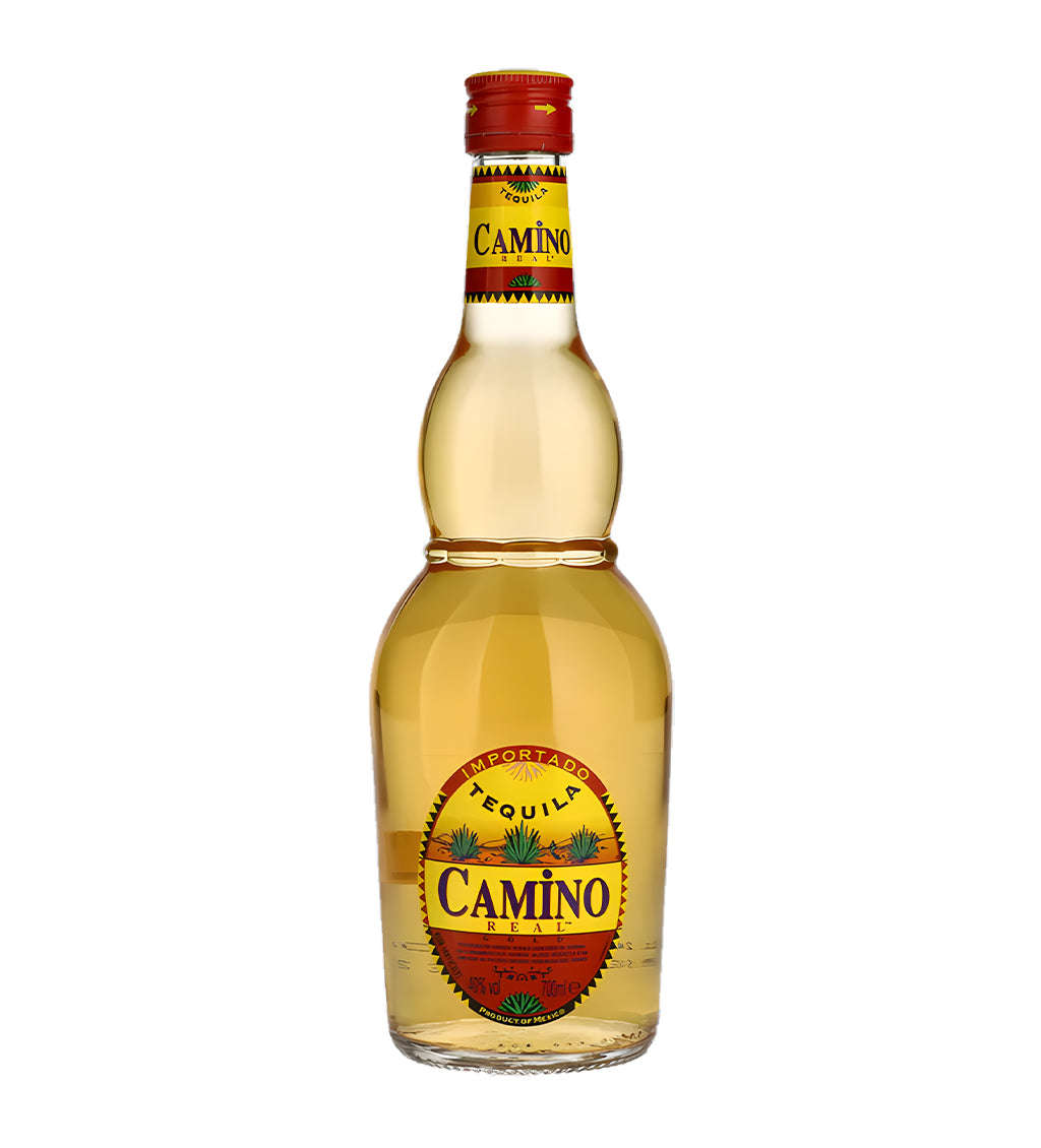 ChatGPT said:
Alt text for Camino Tequila Gold 75cl: Camino Tequila Gold 75cl clear glass bottle on white background, golden liquid with red and gold label featuring agave imagery