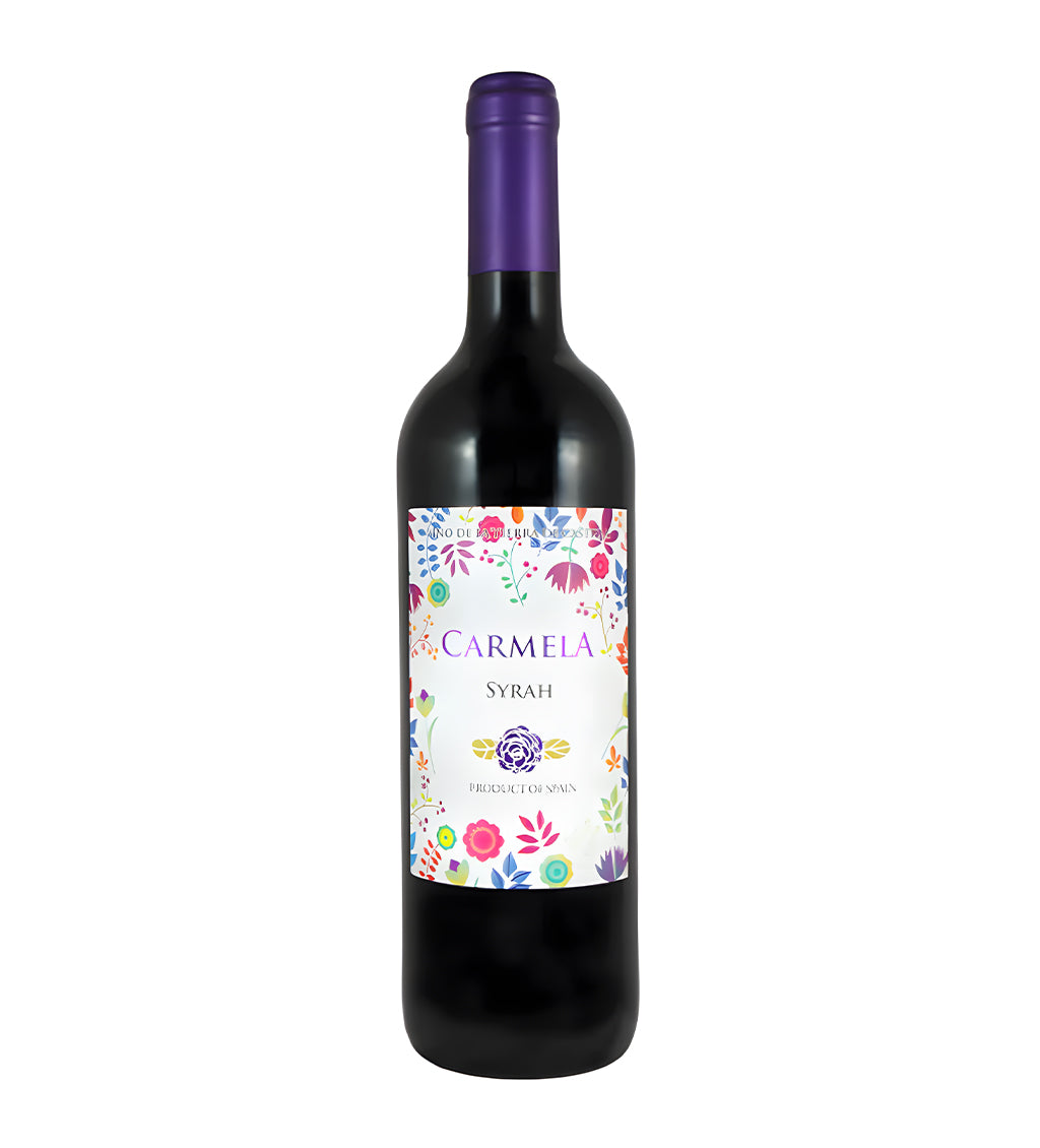 Bottle of Carmela Syrah red wine