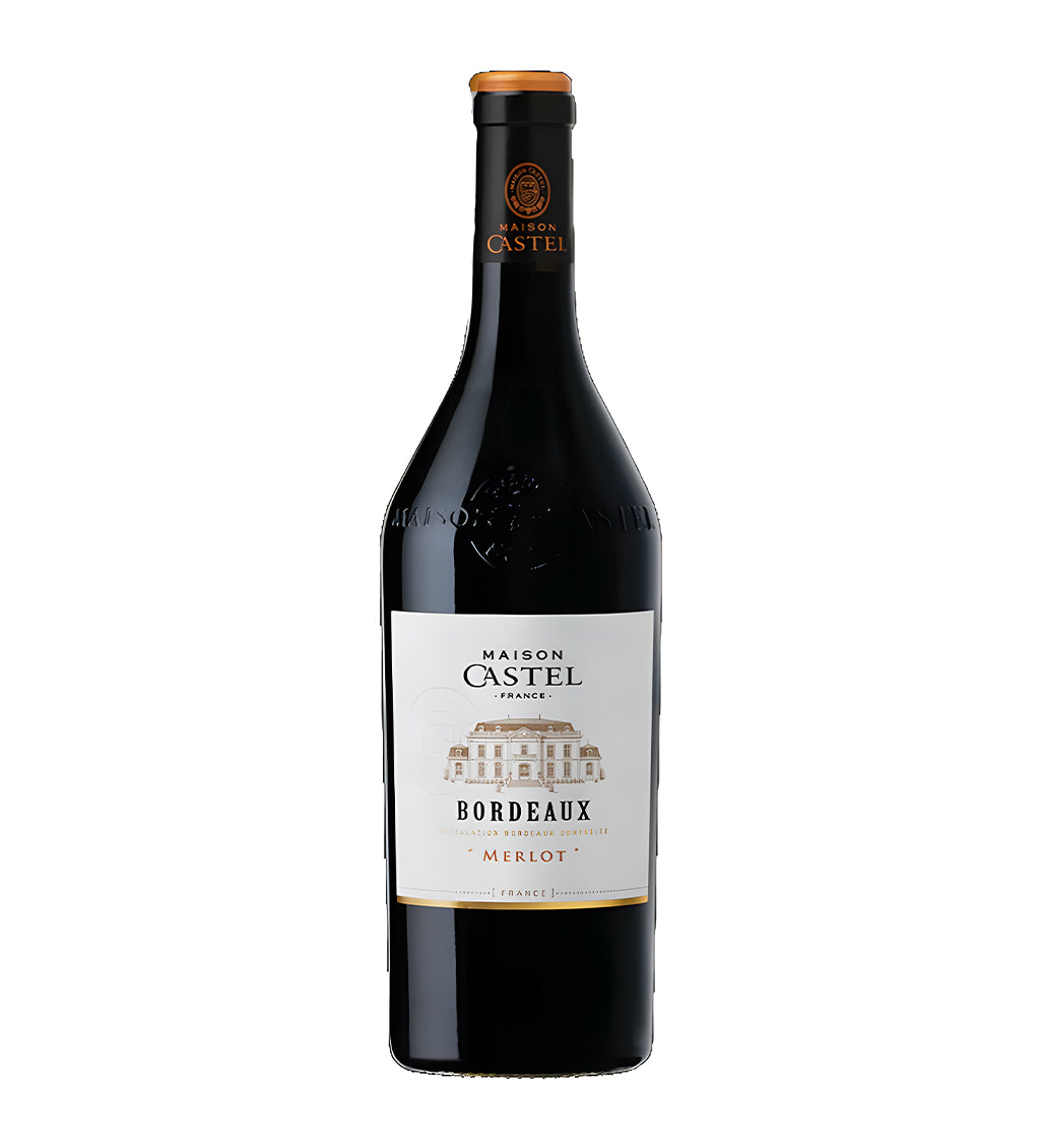 Bottle of Castel Bordeaux Merlot, red wine, from France