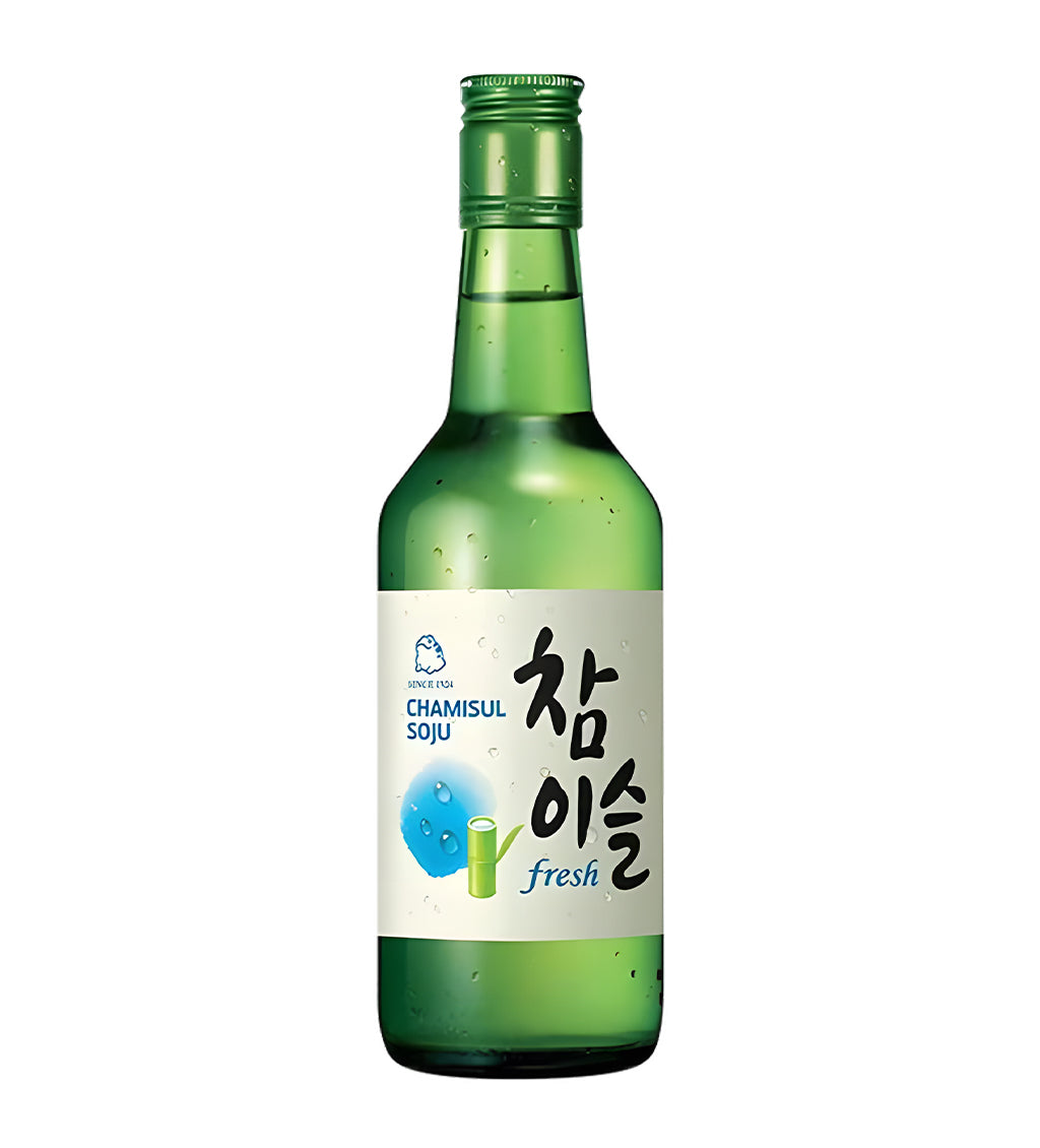 Jinro Chamisul Fresh Soju 360ml in a white background
