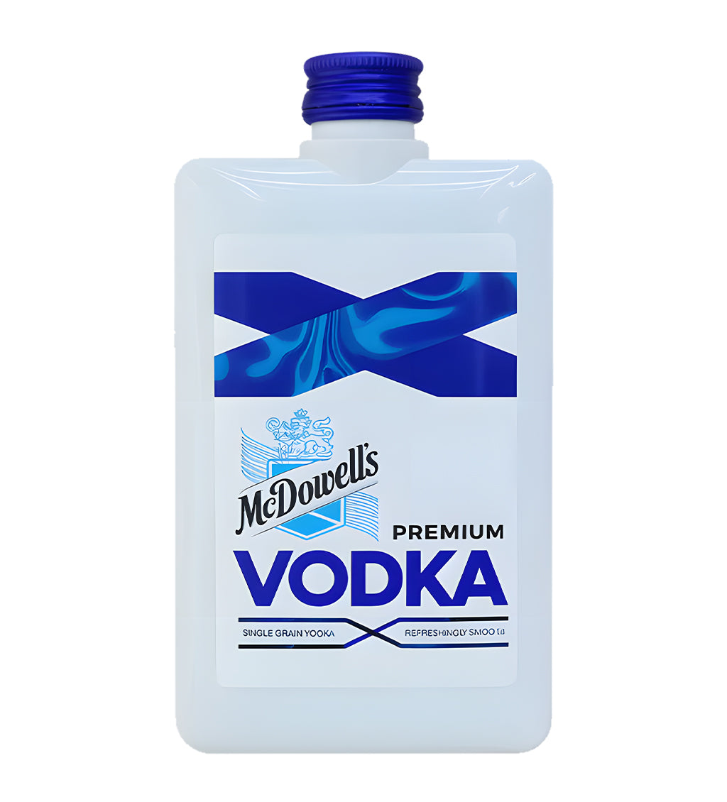 McDowell's Premium Vodka bottle with blue label on a white background