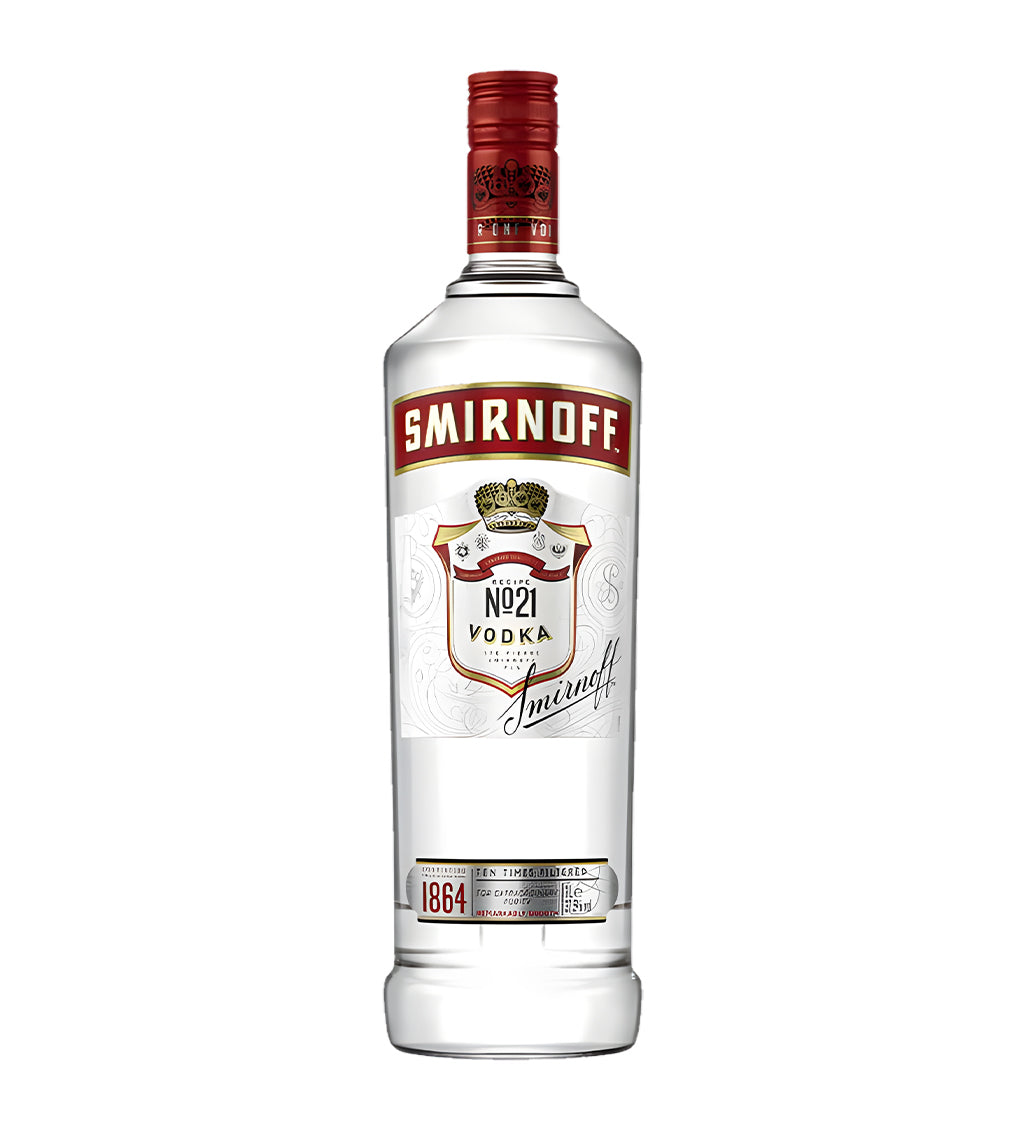 Smirnoff vodka bottle on a white background