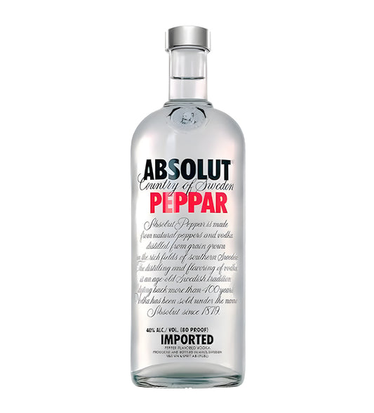 Absolut Peppar vodka bottle on a white background