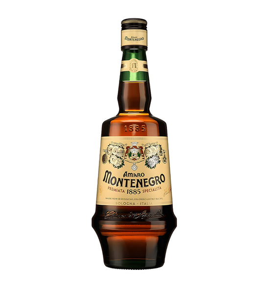 Bottle of Amaro Montenegro on a white background