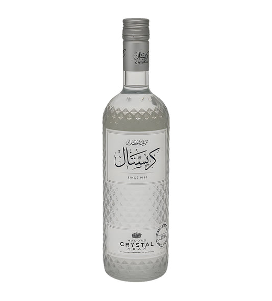 Bottle of Crystal brand liquor on a white background