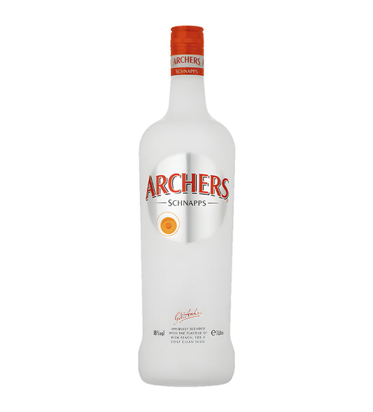 Archers Schnapps bottle on a white background