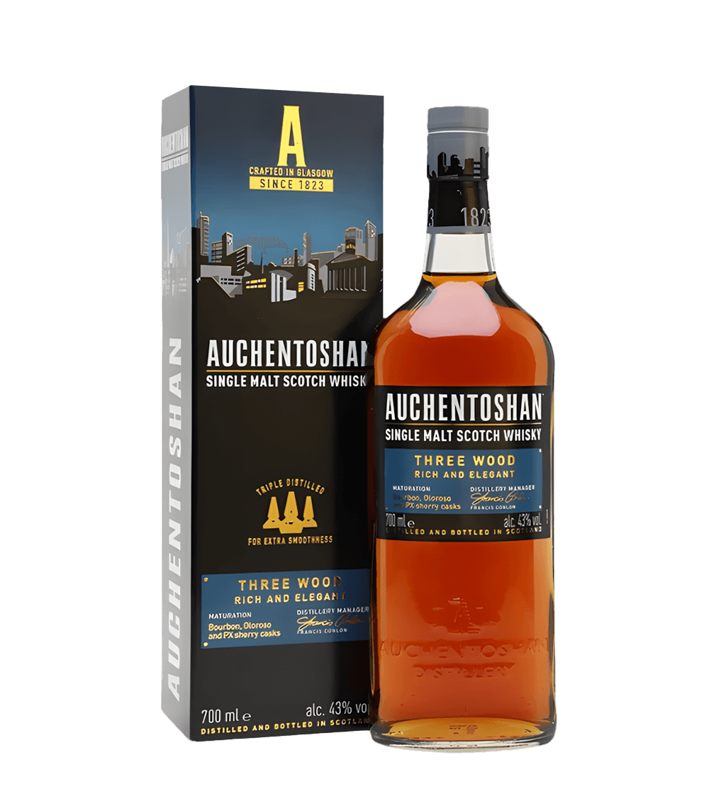 Auchentoshan Three Wood Single Malt 700ml - Richmond Cellar now delivering in Dubai, Abu Dhabi & Ras Al Khaimah
