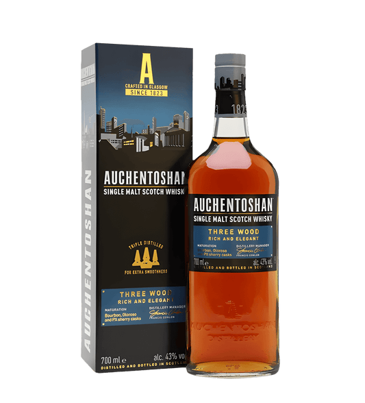 Auchentoshan Three Wood Single Malt 700ml - Richmond Cellar now delivering in Dubai, Abu Dhabi & Ras Al Khaimah