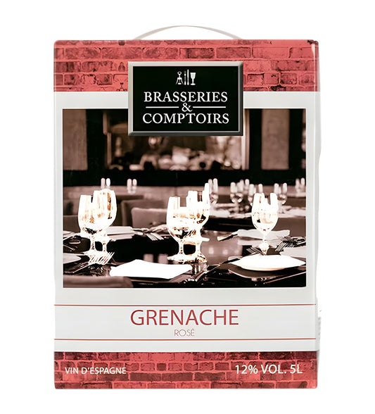 BIB Brasseries Grenache Rosé 5L box wine with pink and white label on white background