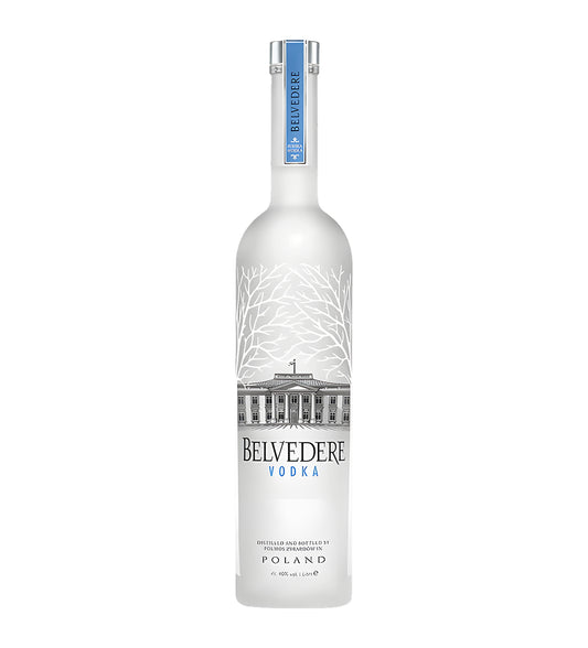 Belvedere vodka bottle on a white background