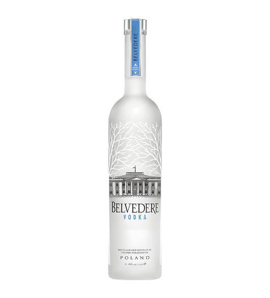 Belvedere vodka bottle on a white background