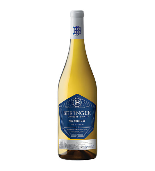 Beringer Founders Estate Chardonnay white wine 75cl bottle on white background