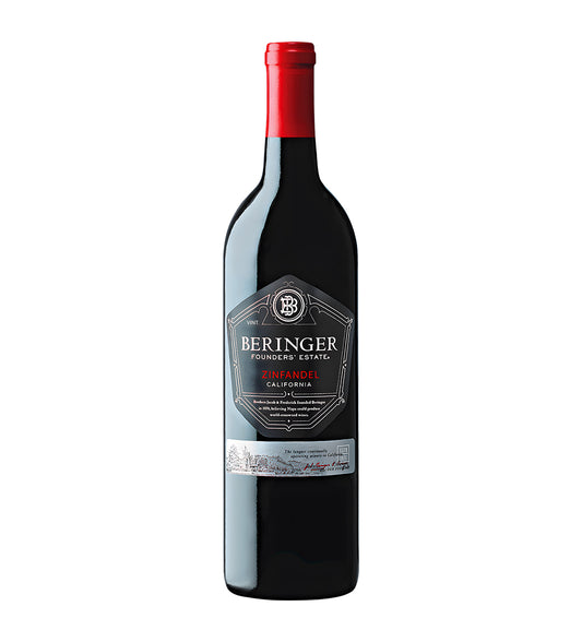 Beringer Founders Estate Zinfandel red wine 75cl bottle on white background
