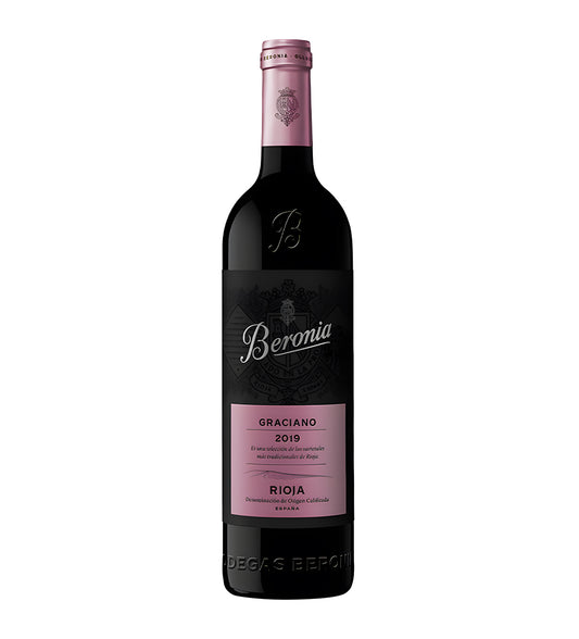 Beronia Graciano Rioja Spanish red wine 75cl bottle on white background