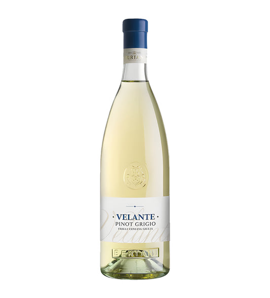 Bertani Velante Pinot Grigio White Wine 75cl bottle with cream label and gold accents on white background