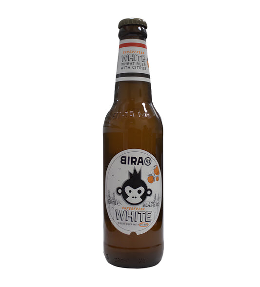 Bira White beer bottle on a white background