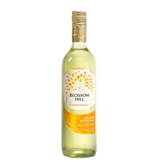 Blossom Hill Chardonnay White Wine 75cl bottle with cream and gold label on white background
