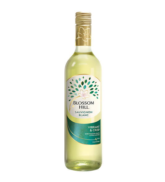 Blossom Hill Sauvignon Blanc White Wine 75cl bottle with cream and green label on white background