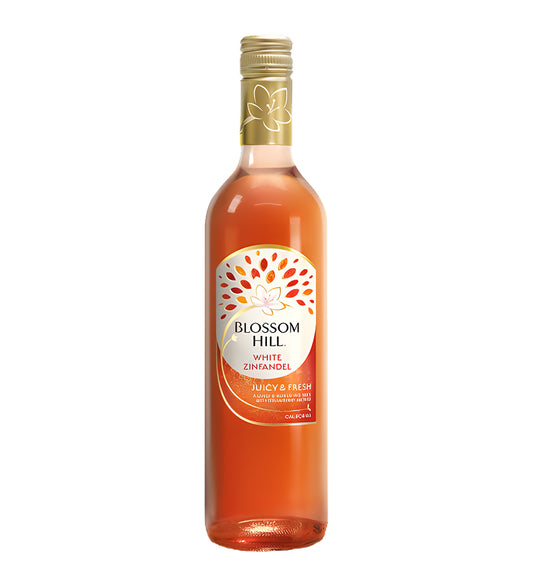 Bottle of Blossom Hill White Zinfandel wine on a white background