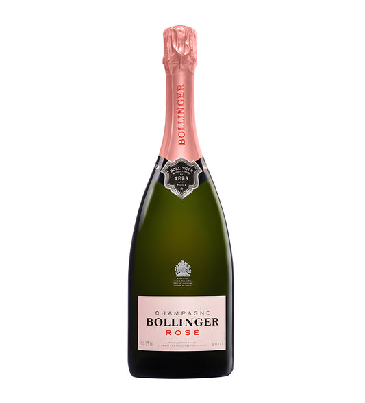 Bollinger Rose champagne bottle on a white background