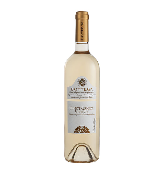 Bottle of Bottega Pinot Grigio Venezia on a white background