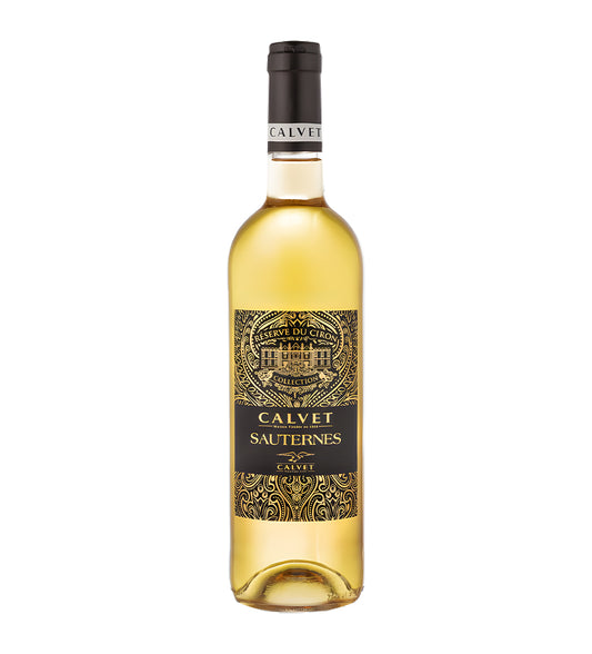 Bottle of Calvet Réserve du Ciron Sauternes white dessert wine from France