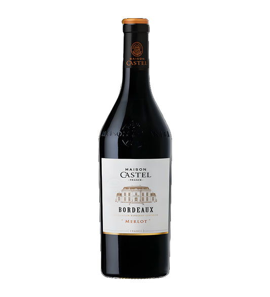 Bottle of Castel Bordeaux Merlot, red wine, from France