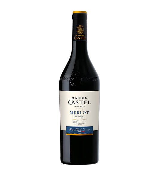 Bottle of Castel Merlot, red wine, from France