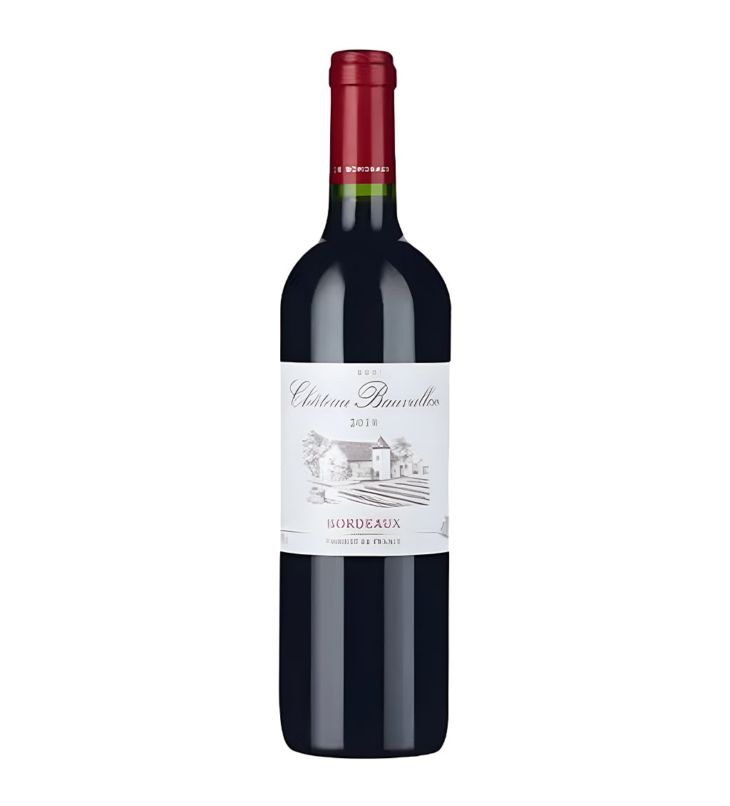 Bottle of Château Bauvallon Bordeaux, red wine, from France