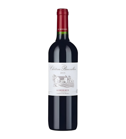 Bottle of Château Bauvallon Bordeaux, red wine, from France