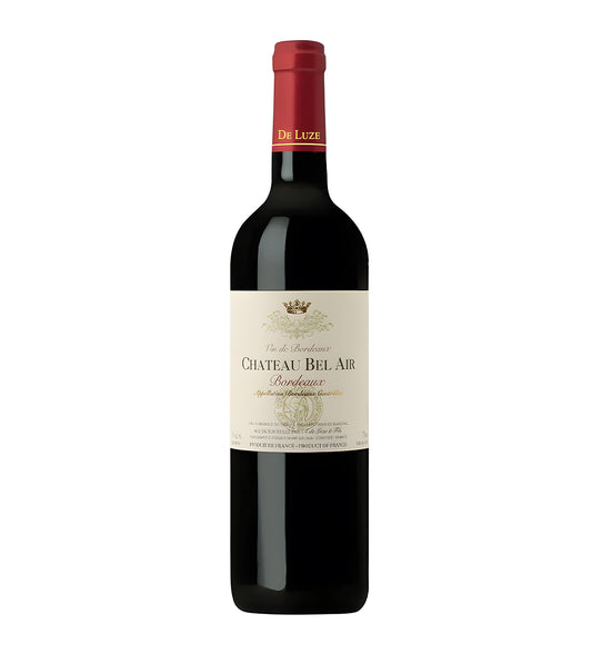 Bottle of Château Bel Air Bordeaux, red wine, from France