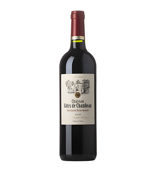 Bottle of Château Côtes de Chambeau Mont Saint-Émilion, red wine, from France