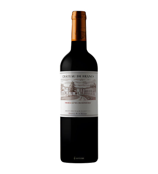 Bottle of Château de Francs Côtes de Bordeaux, red wine, from France