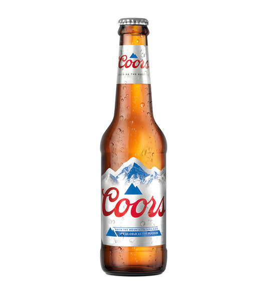 Coors beer bottle on a white background