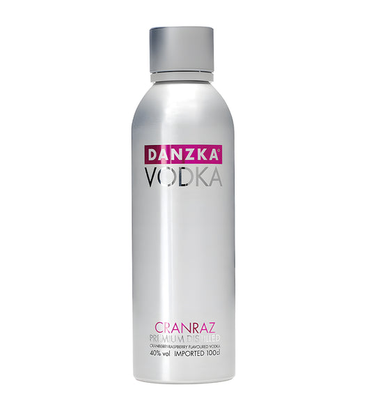 Danzka Vodka bottle on a white background
