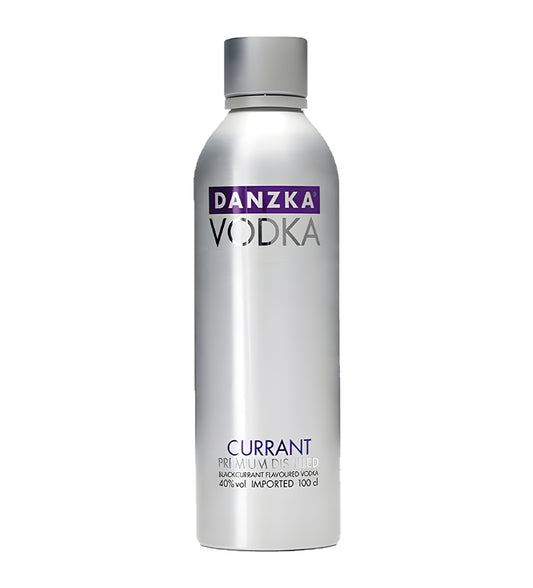 Danzka Vodka Currant bottle on a white background