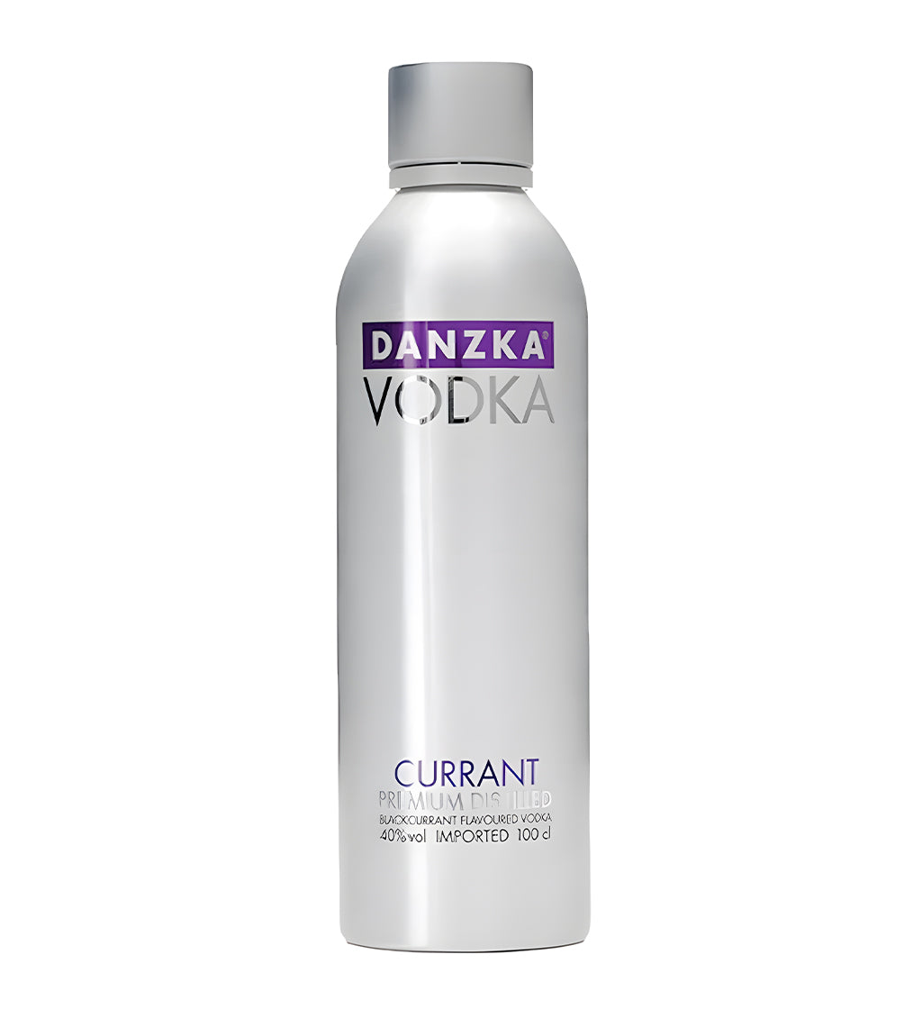 Danzka Vodka Currant bottle on a white background