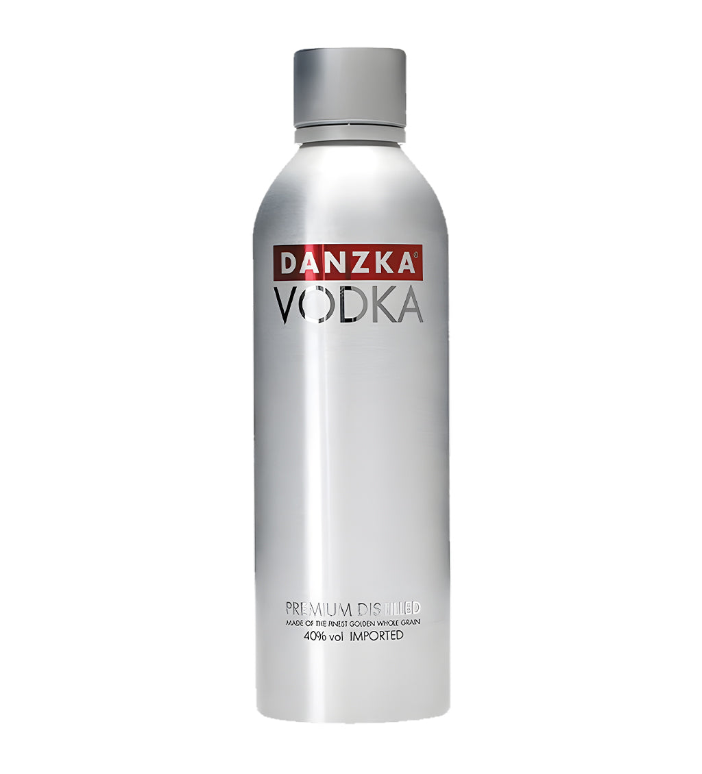 Danzka Vodka bottle on a white background
