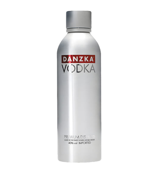 Danzka Vodka bottle on a white background