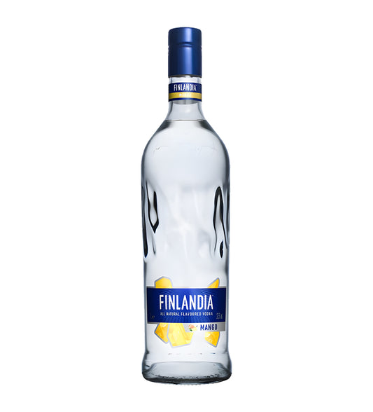 Finlandia Mango vodka bottle on a white background
