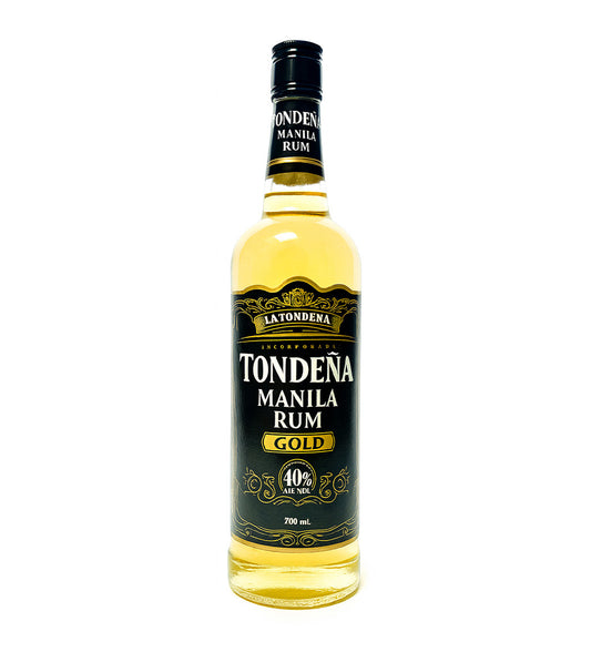 Bottle of Tondeña Manila Rum on a white background