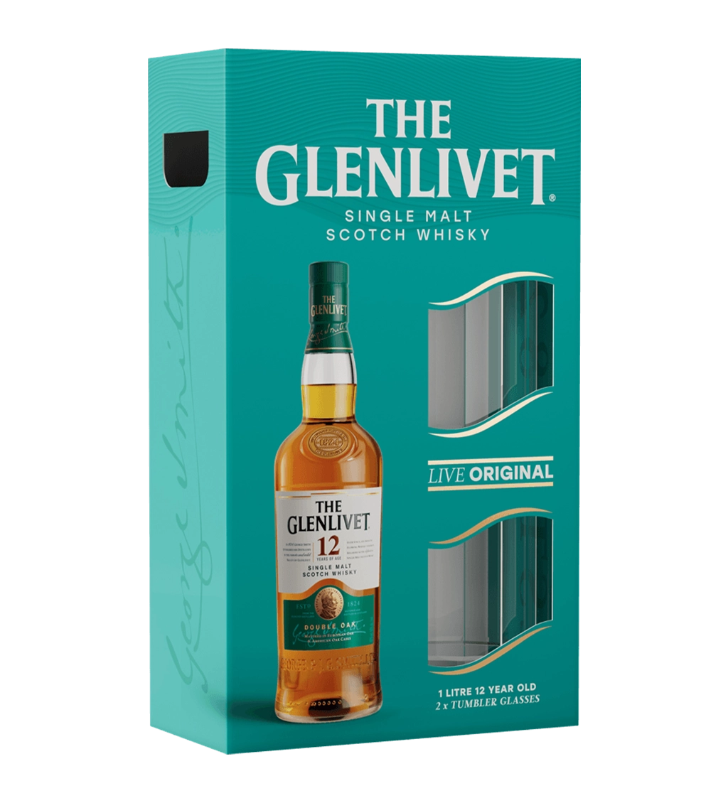 Glenlivet 12 Years Promo 1L + Glasses - Richmond Cellar now delivering in Dubai, Abu Dhabi & Ras Al Khaimah