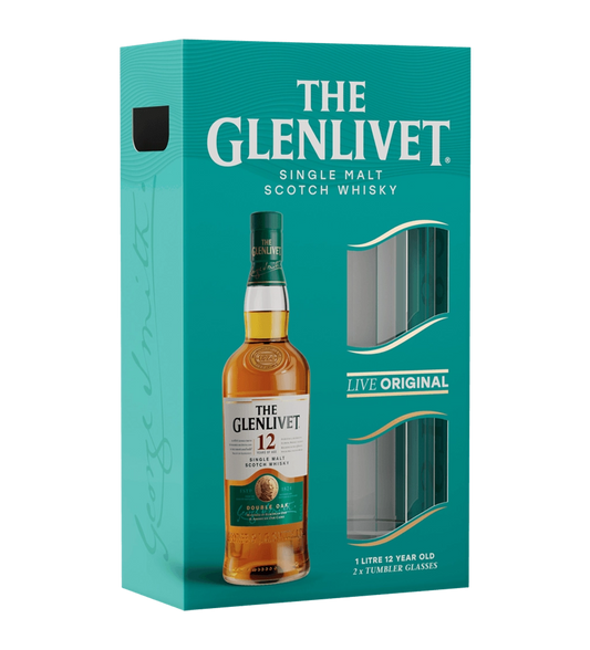 Glenlivet 12 Years Promo 1L + Glasses - Compare prices in UAE
