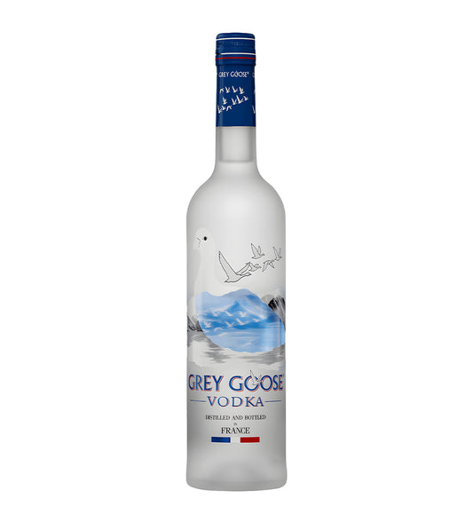 Grey Goose vodka bottle on a white background