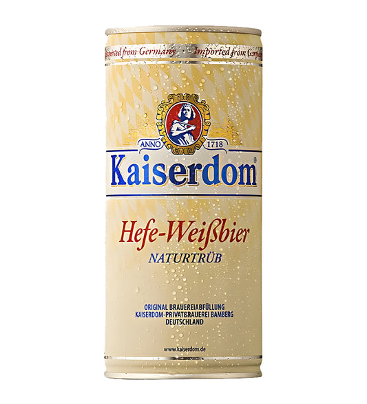 Kaiserdom Hefe-Weissbier can on a white background